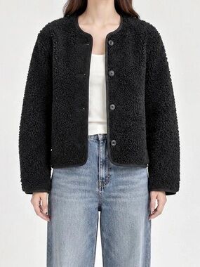 UNIQLO Pile Lined Fleece Relaxed Cardigan Black